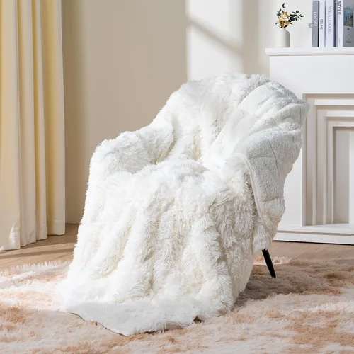 Vista 32 de Topblan - Manta pesada para adultos de 12 libras, suaves y cómodas mantas de forro polar con sherpa lanudo, manta pesada de jacquard elegante