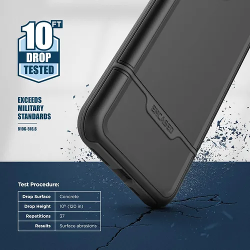 Vista 6 de ENCASED Funda a prueba de golpes compatible con iPhone 14, funda ultra protectora resistente para teléfono, serie Rebel (negro)