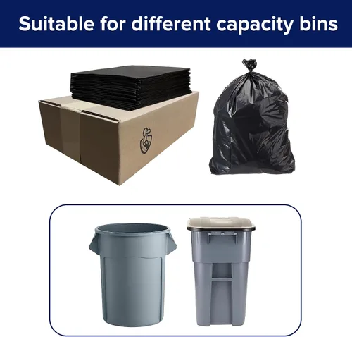 Vista 6 de 3 mils-45-50 Gallons Contractor Large Trash can bags Heavy duty 38 * 46 Black Thickened Grabag Bags