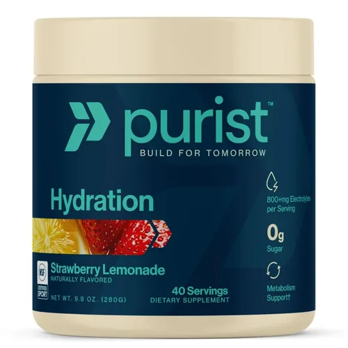 Vista 9 de Purist Polvo de electrolitos Hidratación de agua con 800 mg de electrolitos sin azúcar mezcla de bebida de stevia Cero ingredientes artificiales