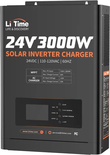 Vista 10 de LiTime Inversor híbrido solar de 3500 W, cargador de inversor solar todo en uno de 48 V CC a 120 V CA, controlador de carga MPPT integrado de 80 A