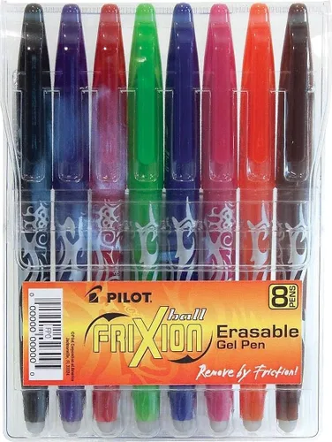 Vista 3 de PILOT FriXion Ball - Bolígrafos de tinta de gel borrables y recargables, punta fina, tintas en colores surtidos, paquete de 8 unidades (31569)
