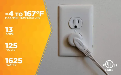 Vista 7 de 2 paquetes. Cable de extensión de enchufe plano blanco de 6 pies, 16/3 conectado a tierra con toma Trinector de 3 salidas, 35178801
