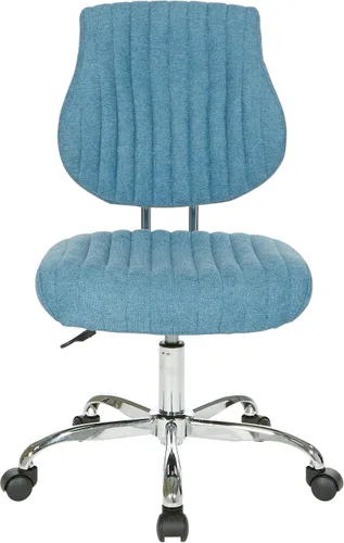 Vista 8 de OSP Home Furnishings Sunnydale - Silla de oficina de felpa ajustable con base cromada, color cielo