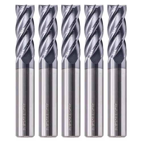 Vista 19 de BestParts 5 fresas cuadradas de carburo sólido de alto rendimiento, revestimiento AlTiN, 4 flautas, hélice de 30 grados, diámetro de corte de 1/2