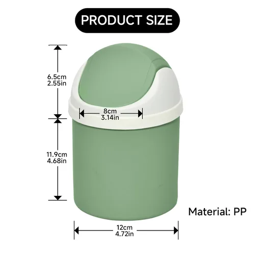 Vista 2 de Mini Cubo de Basura de Escritorio con Tapa Abatible, Elegante Papelera de Mesa con Lunares de Encaje, Cesta de Papel de Desperdicio Redonda, Pequeño
