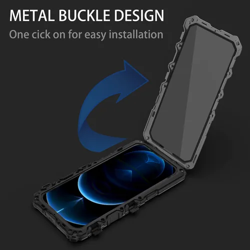 Vista 7 de Simicoo Samsung S23 Ultra - Funda de metal para parachoques, color negro, resistente Armor Defender con Gorilla Glass integrado, protección de grado