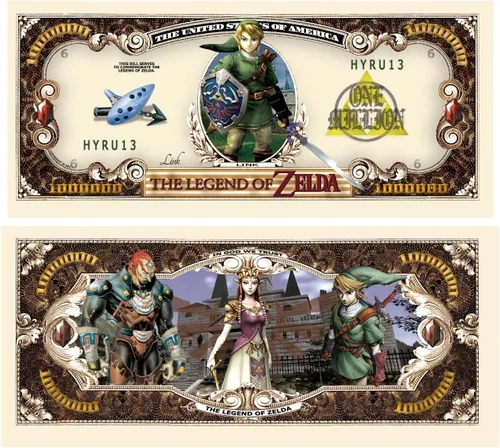 Vista 5 de Leyenda de Zelda Billete de un millón de dólares en titular de moneda de grado coleccionista