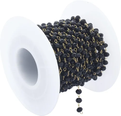 Vista 13 de UMAOKANG Cadena de Eslabones de Perlas de Imitación de 32.8 Pies Rollo de Cadena de Cuentas Cadena de Collar de Cobre a Granel con Carrete
