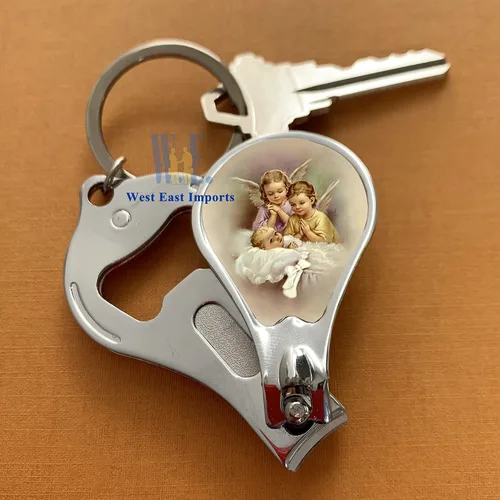 Vista 5 de Llaveros de bautismo grabados personalizados 12 piezas Llavero con cortauñas y abridor de botellas de recuerdos para bebés niños y niñas regalo