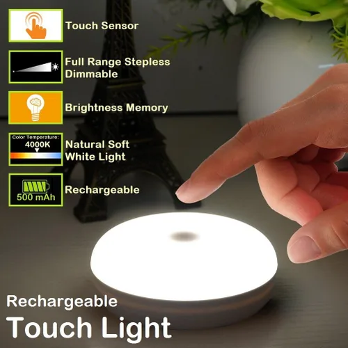 Vista 2 de RTSU Luz táctil recargable, DIY Stick Anywhere Led Night Light Touch Lamp Touch Light