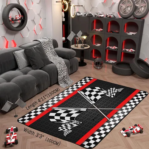Vista 2 de Alfombra de Juego de Autos de Carreras para Niños, Alfombras de Juego para Niños, Alfombra de Sala de Juegos para Niños con Respaldo de Goma