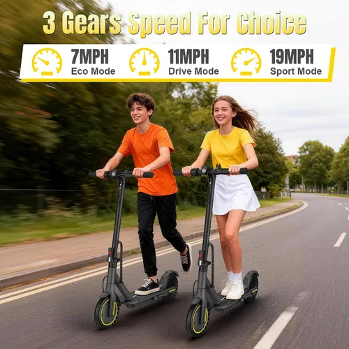 Vista 6 de Patinete eléctrico para niños de 6 a 10 años, motor de 350 W, velocidad de 19 millas por hora y rango de 15 millas, neumáticos sólidos de 8.5
