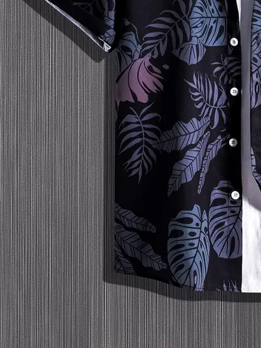 Vista 6 de Verdusa Camisa de manga corta con estampado de leopardo y cebra para hombre