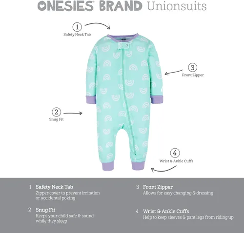 Vista 6 de Onesies Brand Pijama de algodón de una pieza de ajuste cómodo para niñas