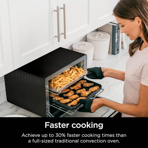 Vista 4 de Ninja DT202BK Foodi 8 en 1 XL Pro - Horno de convección de encimera, horno tostador digital, 1800 vatios, negro, 12 pulgadas (renovado)