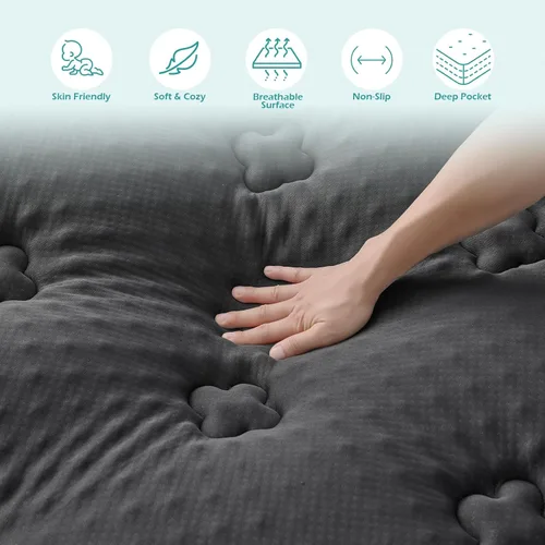 Vista 7 de Hansleep - Cubrecolchón de espuma viscoelástica tamaño individual Viscose Derived from Bamboo, Twin Size Mattress Pad Cover for Back Pain Relief