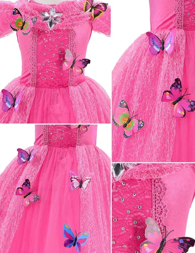 Vista 4 de Party Chili Disfraz de princesa para niñas de 3 a 10 años para cumpleaños de Navidad