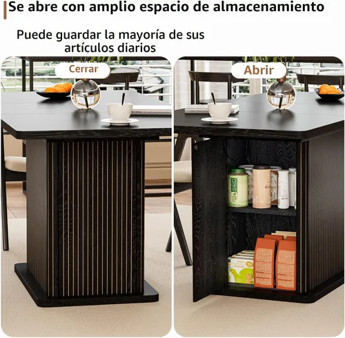 Vista 8 de Mesa de comedor extensible para cocina de 4-6, 47-65 pulgadas, mesa de comedor rectangular con 2 puertas, gran almacenamiento, muebles modernos