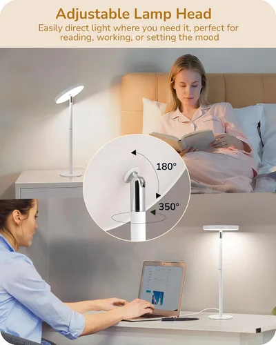 Vista 3 de EDISHINE - Lámpara LED de escritorio, lámpara de mesa con alto CRI 90+, 2 alturas ajustables 5%-100% regulable y 3 temperaturas de color, control