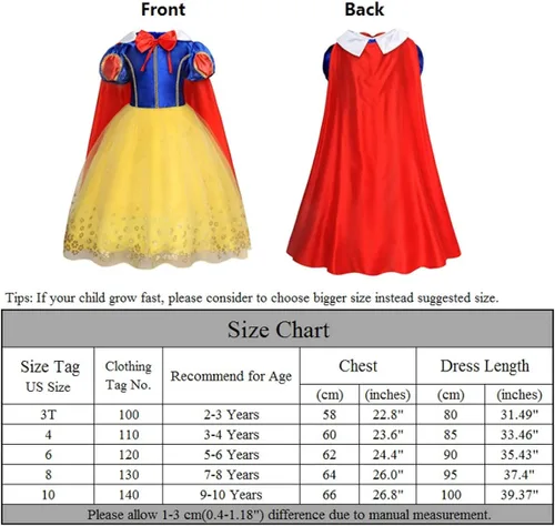 Vista 7 de Jurebecia Disfraz de princesa para niñas pequeñas disfraz de Halloween fiesta de cumpleaños vestidos elegantes de 3 a 12 años