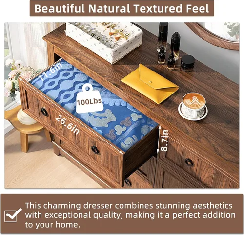 Vista 3 de Joaxswe Cómoda de 6 cajones para dormitorio, cómoda de madera de 54 Marrón
