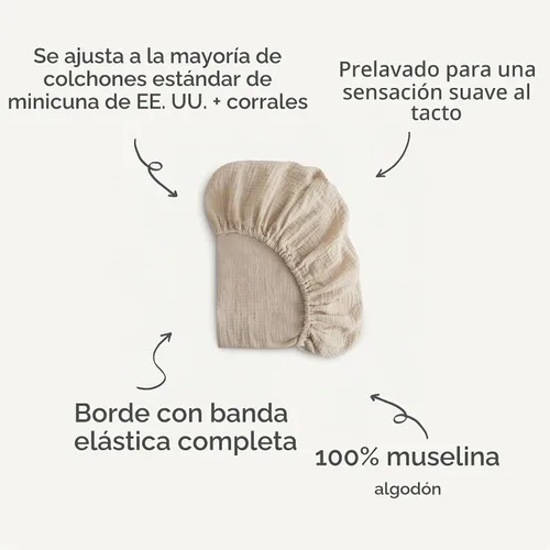 Vista 4 de mushie Sábana Bajera de Muselina Extra Suave para Cuna MINI 24" x 38" (Azul Bebé)