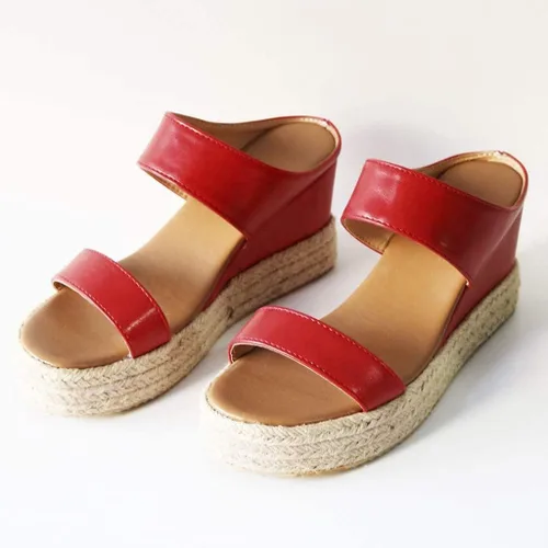 Vista 2 de Sandalias de cuña para mujer, zapatos de verano, sandalias de punta abierta, transpirables, sandalias de playa sin cordones, zapatos de cuña casuales