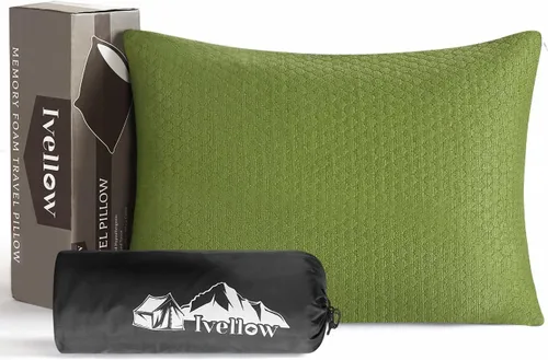 Vista 12 de Ivellow Almohada de viaje de espuma viscoelástica comprimible para dormir, almohada de espuma viscoelástica triturada, almohada pequeña de apoyo