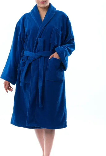 Vista 6 de Alpine Swiss Blair - Albornoz de velour de algodón y felpa para mujer, con cuello de chal, para spa Azul