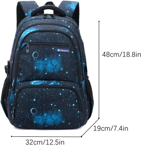 Vista 3 de MITOWERMI Boys Backpacks for Primary Junior School Kids Backpack with Lunch Box Galaxy Space Bookbags for Boys Girls