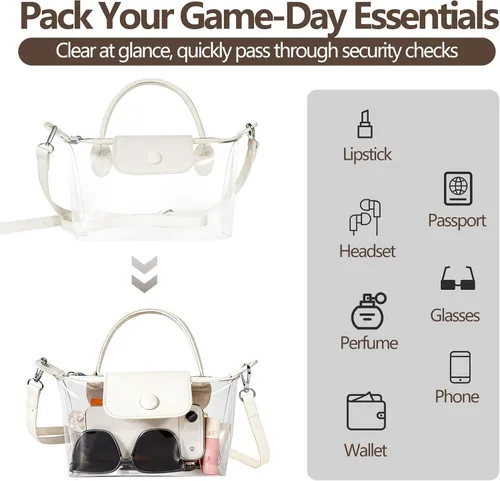Vista 3 de Bolsa transparente para estadios, bolsa cruzada pequeña aprobada para conciertos, eventos deportivos