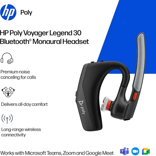 Vista 2 de Poly Voyager Legend 30 - Auriculares Bluetooth con micrófono - Boom discreto y 4 micrófonos con cancelación de ruido - Tecnología WindSmart