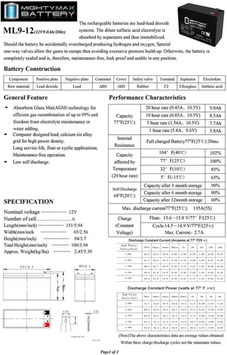 Vista 6 de Mighty Max Battery Batería de repuesto de 12V 9AH para UPS Geek Squad 875VA