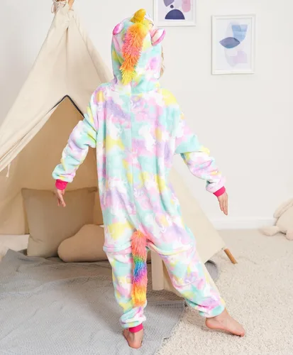 Vista 4 de Cos Time Pijama de una pieza de unicornio para niños, disfraz de Halloween