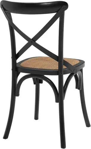 Vista 4 de Modway Gear - Silla de comedor de estilo rústico y moderno estilo granja, en madera de olmo y ratán, color negro