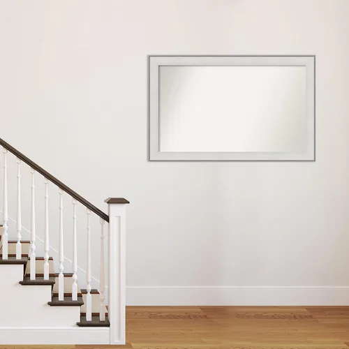 Vista 4 de Amanti Art Espejo de baño blanco para sobre el fregadero, 30 x 47 pulgadas, espejo de tocador rectangular blanco imperial, marco de madera Imperial