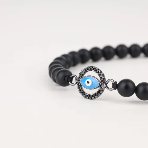 Vista 5 de COAI Pulsera de mal de ojo con cuentas de piedra
