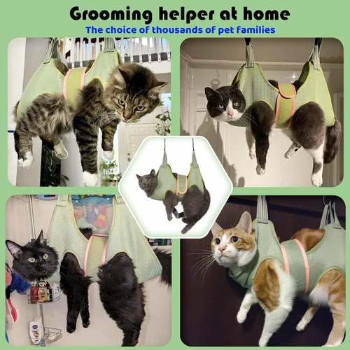 Vista 3 de Guzekier Arnés de hamaca de aseo para gatos, cortaúñas para gatos