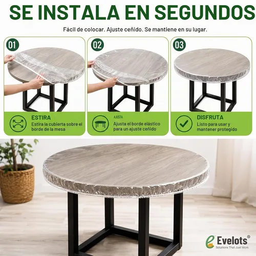 Vista 5 de Evelots Cubierta redonda transparente de vinilo ajustable, impermeable, se