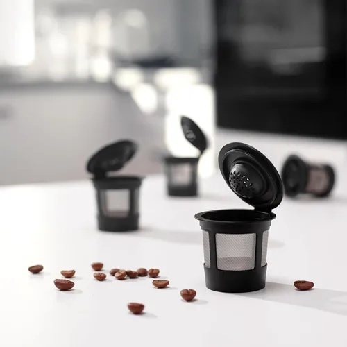 Vista 6 de 4 tazas K reutilizables negras para cafeteras Keurig, compatibles con K-Express, K-Elite, K-Select, K-Classic, K-Mini, K-Compact