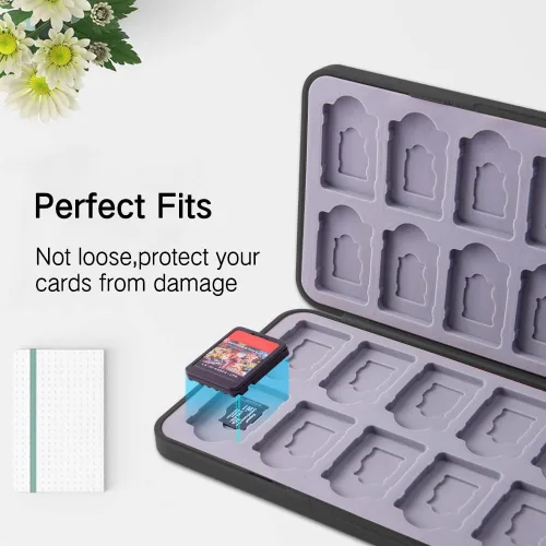 Vista 3 de PERFECTSIGHT Game Card Case for Nintendo Switch & Switch OLED, Diamond Pattern Switch Lite Game Holder Cartridge Case with 24 Game Card Slots and 48