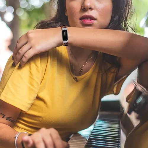Vista 3 de Mi Band 7 - Correa de resina Barcelet, correa de repuesto de 5.7 a 8.0 pulgadas, pulsera de resina ligera, doble botón, cierre plegable, compatible