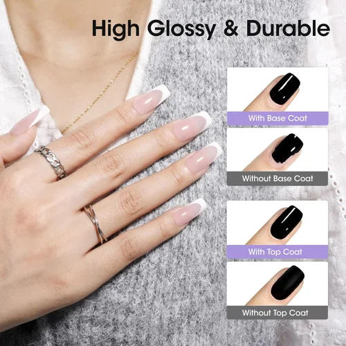 Vista 6 de GELLEN 20 ml de gel base y capa superior, capa superior brillante libre de hema y capa base para esmalte de uñas de gel, esmalte de uñas