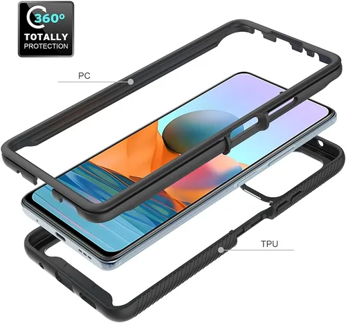 Vista 2 de Funda Redmi Note 10 Pro, funda protectora anticaídas y absorción de golpes para Xiaomi Redmi Note 10 Pro Max 4G M2101K6I Redmi Note 10 Pro 4G Negro