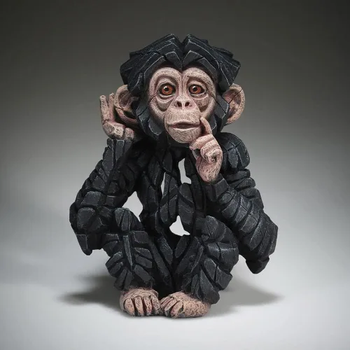 Vista 2 de Enesco Edge Sculpture Hear No Baby - Figura de animal de chimpancé, 7.68 pulgadas, blanco y negro