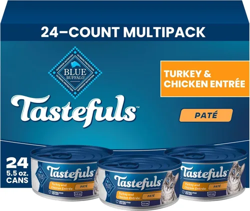 Vista 18 de Blue Buffalo Tastefuls Natural Pate - Comida húmeda natural para gatos, ternera, latas de 5.5 onzas (24 unidades) La carne de res real es lo