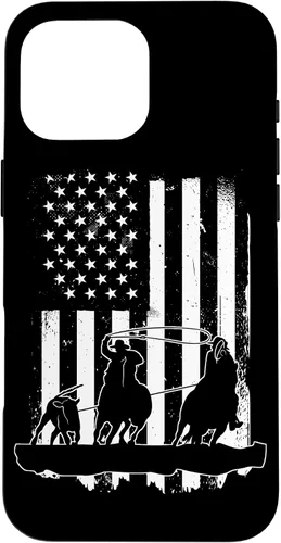 Vista 19 de USA Flag Team Roping Design Rodeo Western Horse Country Case for iPhone 17