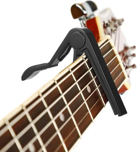 Vista 4 de Capo, Cejilla de guitarra para guitarras acústicas y eléctricas con 5 púas (negro)