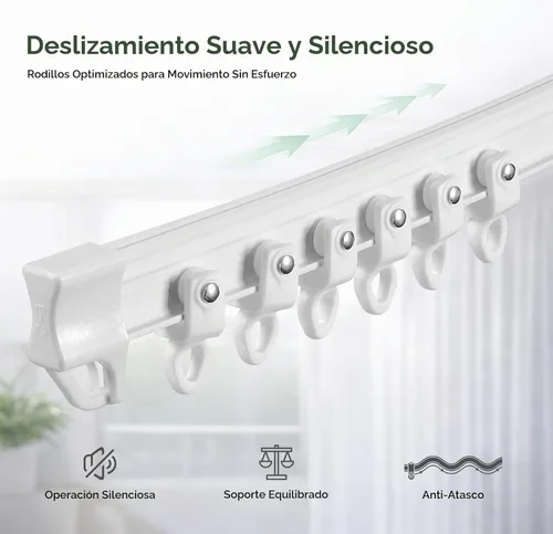 Vista 5 de ZSTARR Riel de cortina flexible flexible, techo/pared, 2.5M/8.2FT, blanco